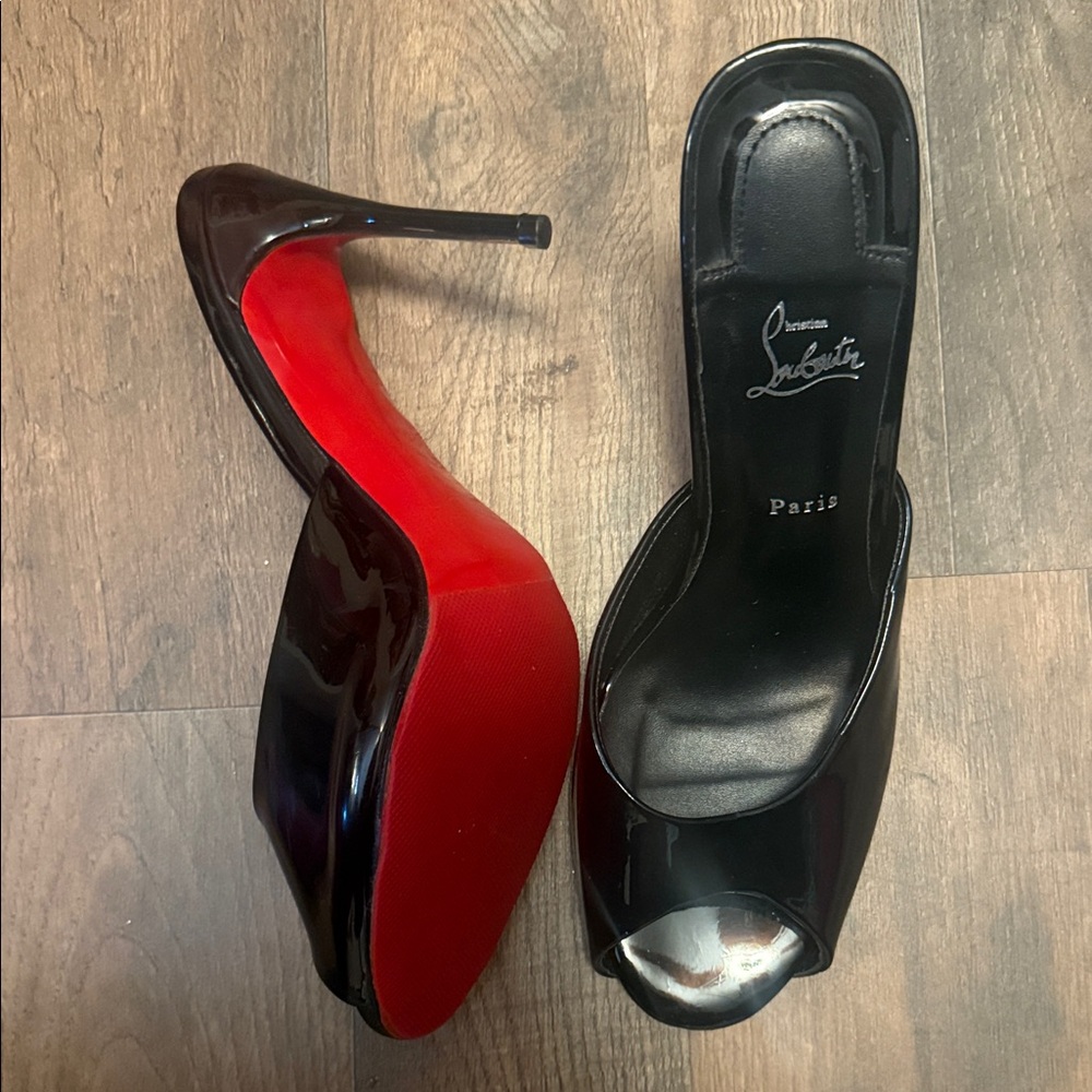Christian Louboutin Glossy Black Heels with Red Soles